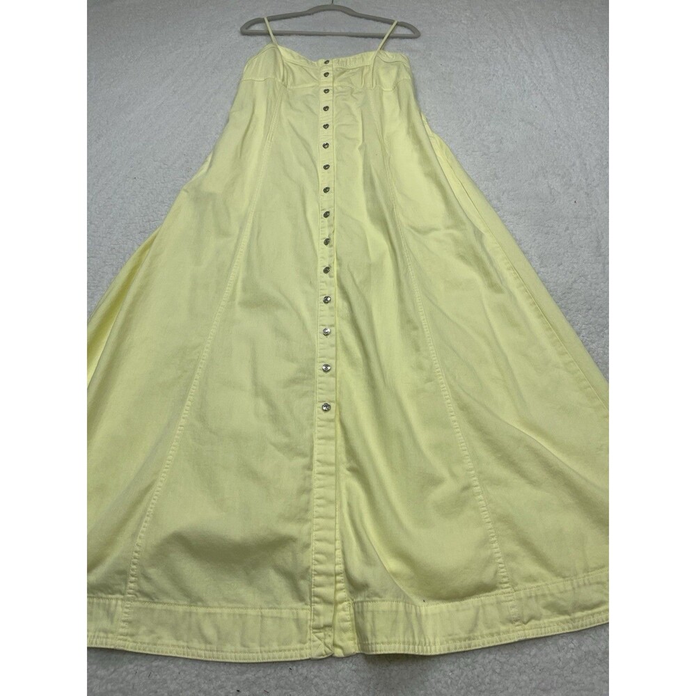 Free People Maxi Dress Women Yellow Just Jill Cotton  Vacay Boho Retro Large New - Picture 2 of 12